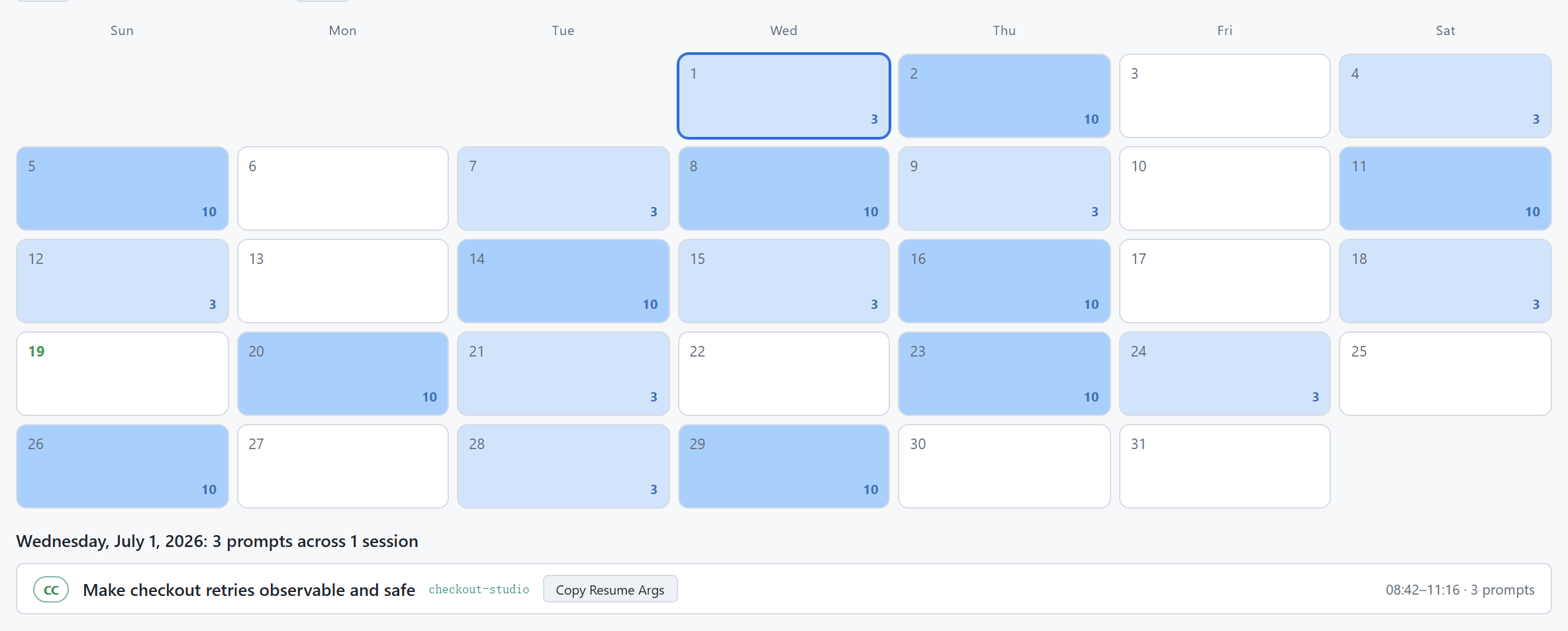Dashboard Calendar